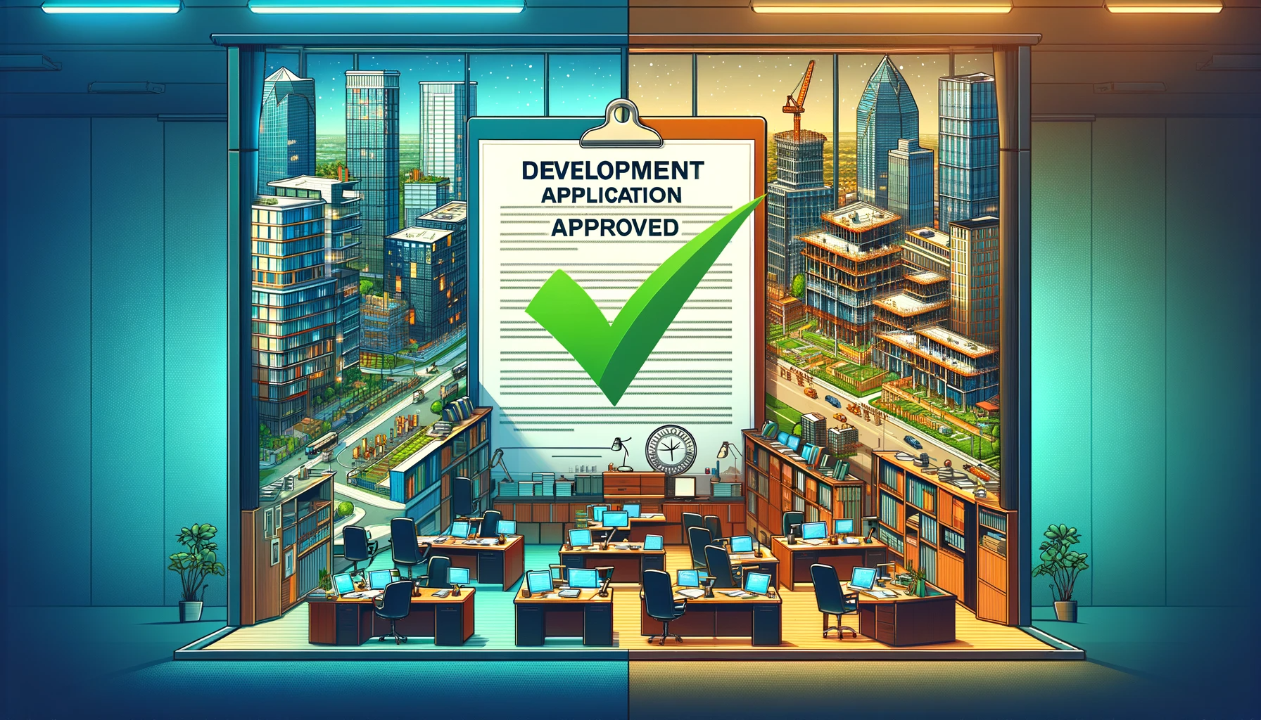 Development application approval in a local council office
